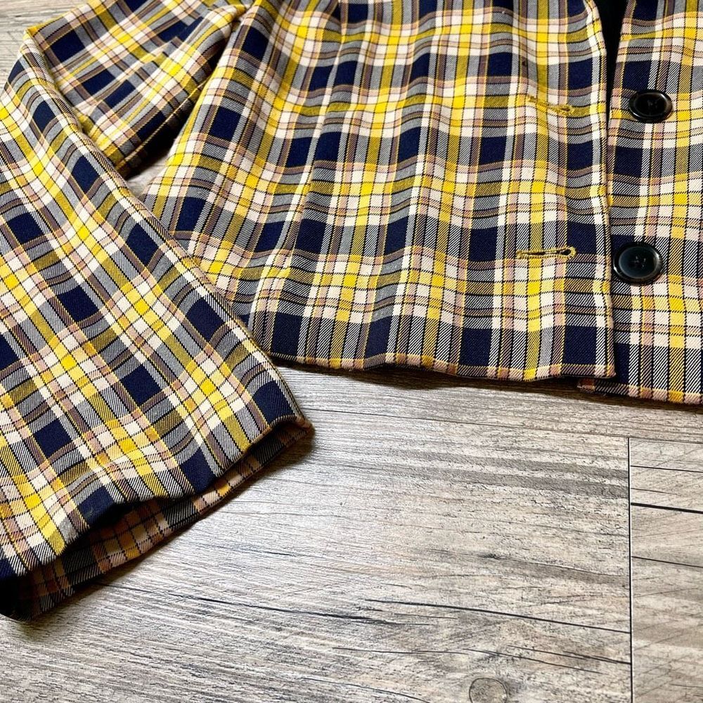 Capulet Womens Multicolor Plaid Collared Cropped Lined Blazer Size Small - Picture 7 of 9